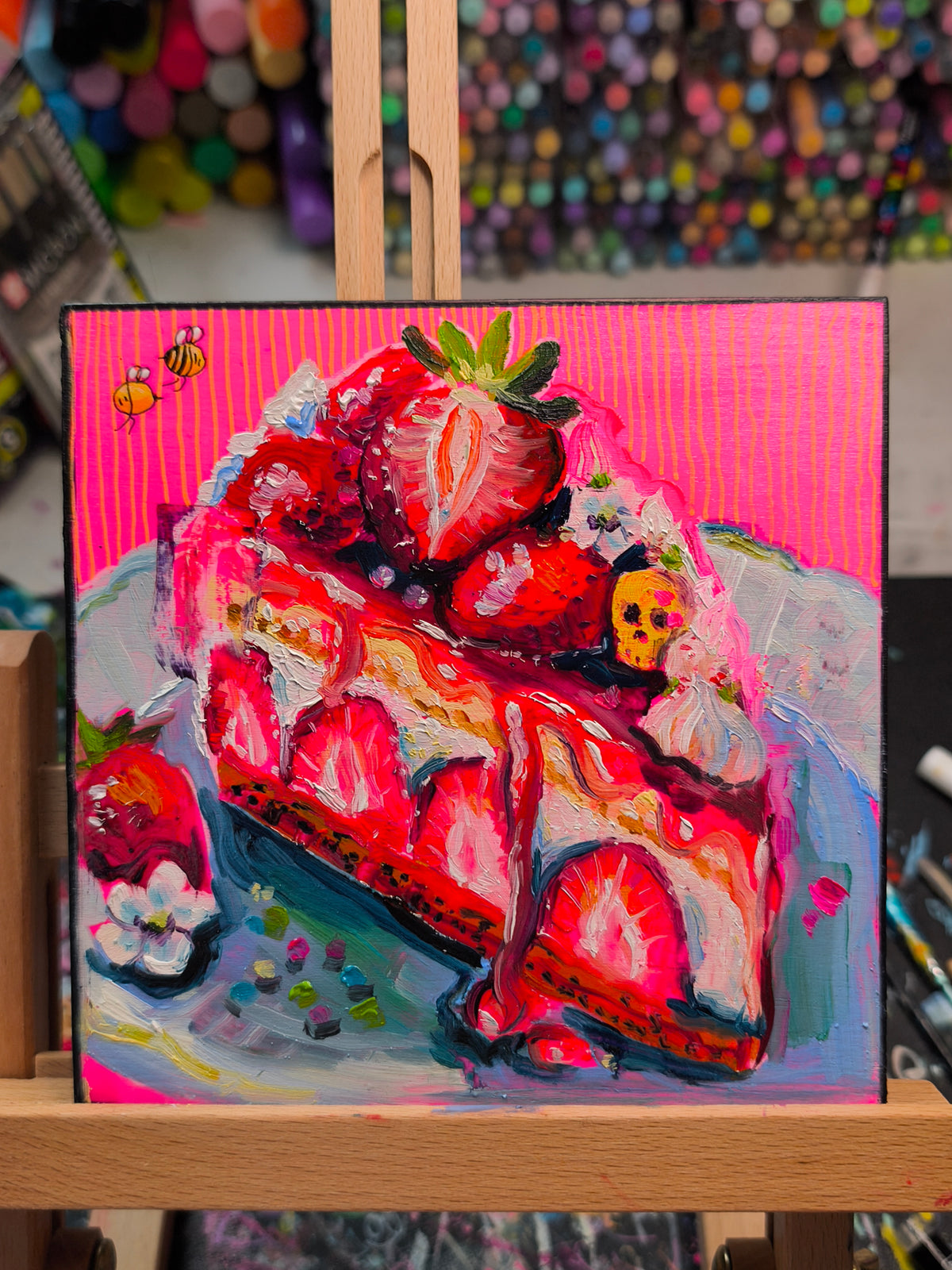 Strawberry Tarte No. 06 Food Study original oil painting by Paintranger