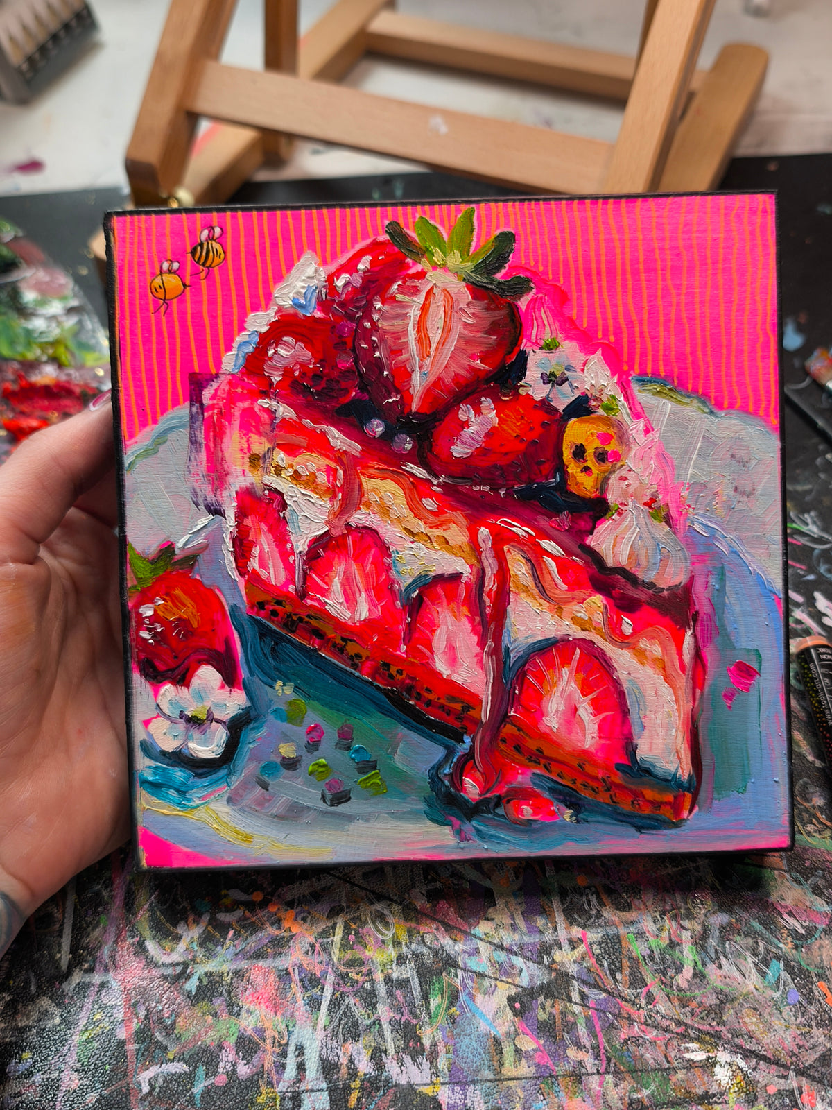 Strawberry Tarte No. 06 original artwork studio view