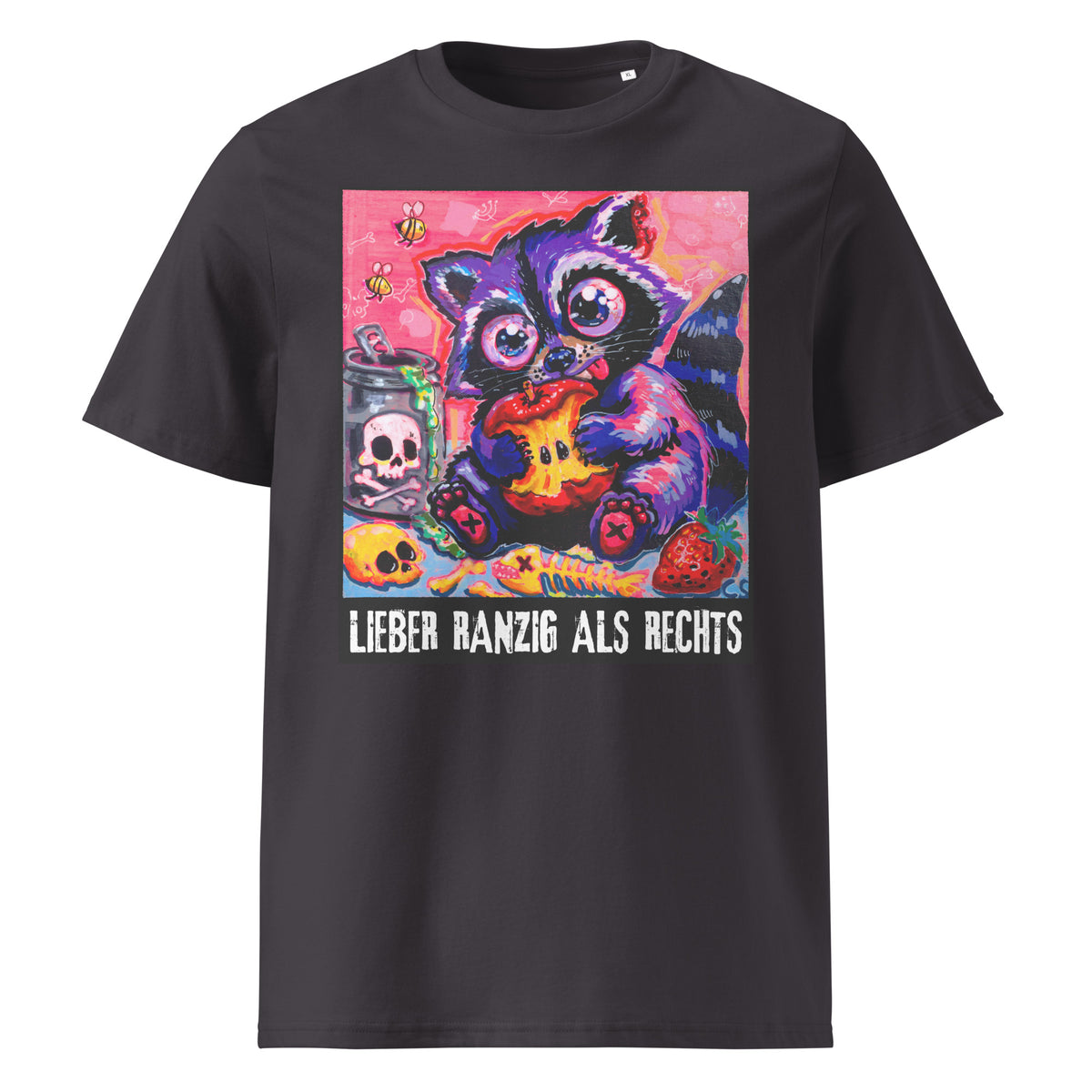 Lieber ranzig als rechts T-Shirt in Anthracite – Vorderansicht