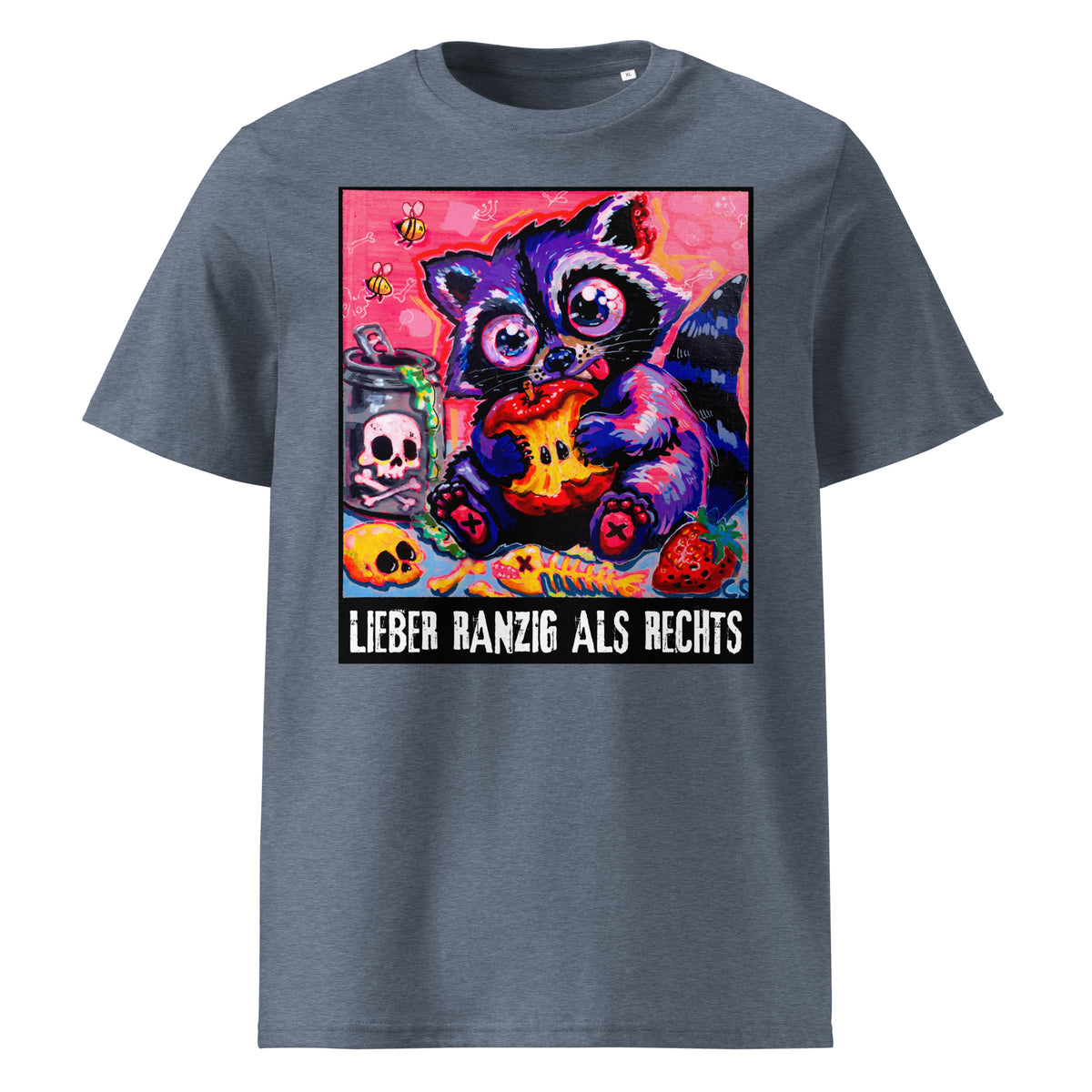 Lieber ranzig als rechts T-Shirt in Dark Heather Blue – Vorderansicht