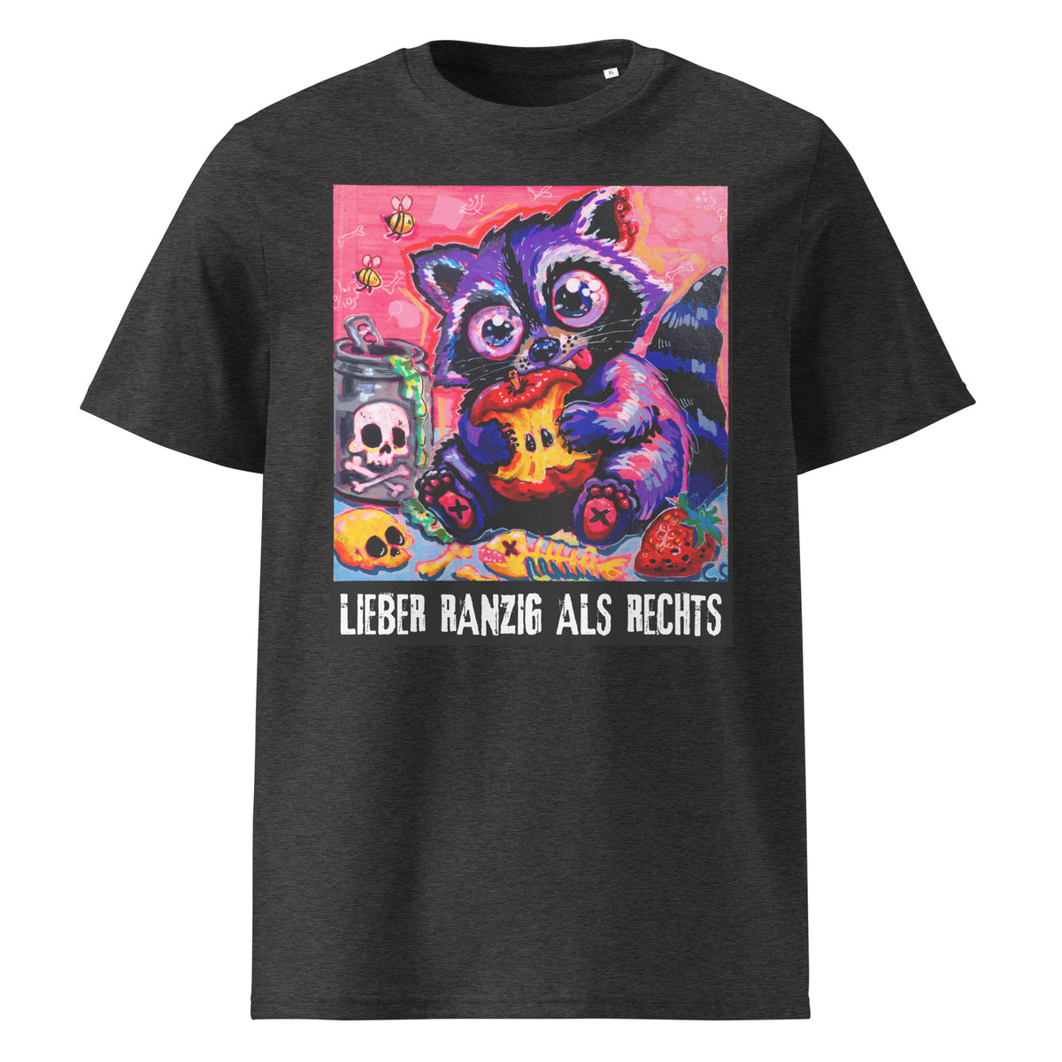 Lieber ranzig als rechts T-Shirt in Dark Heather Grey – Vorderansicht